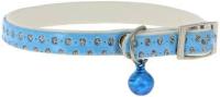 Ошейник синтетик 10мм двойной с блестками и бубенчиком синий 28см/00210115-06/Каскад