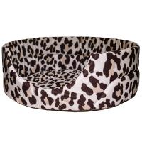 Лежанка овальная стеганая поролоновая САФАРИ ЛЕОПАРД 52*46*20см/DONBARON