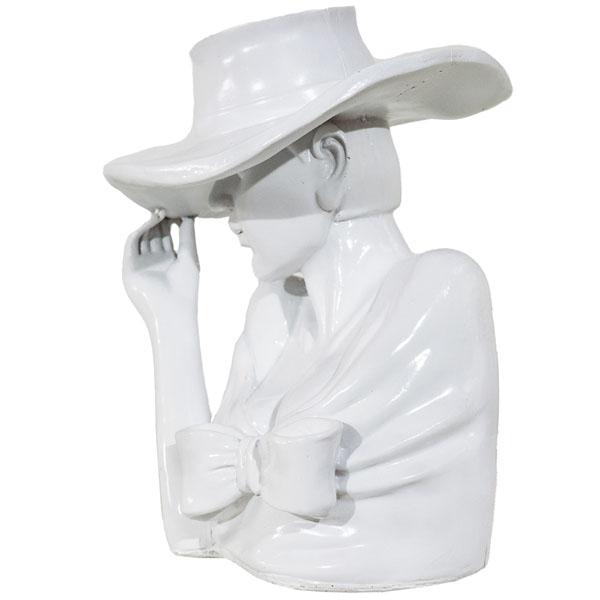 Ваза Девушка в шляпе игривая (белая) /АФ