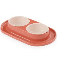 Миска двойная пластик 0,3л Эффи д/животных на подставке/9шт/М9042