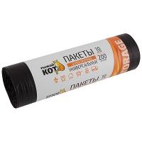 Пакеты универсальные 200л (10шт) ПВД особо прочные черный 30мкм 006978/15шт/Рыжий Кот