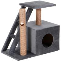 Когтеточка ДОМОСЕД дом лестница площадка джут 60х35х56см 7 КД-27 серый