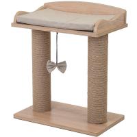 Когтеточка Лежанка ВИСКИ с двумя столбиками ЛДСП,вельвет,джут 45,5*27,5**54см/82793дуб/Дарэленд