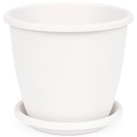 Кашпо Афина 1,1л с поддоном белый /М6478