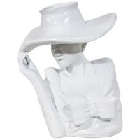 Ваза Девушка в шляпе игривая (белая) /АФ