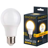 Лампа светодиодная Груша LED А60-8-E27-3000 теплый свет 109304 /100шт/ Energy