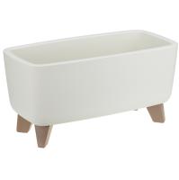 Кашпо ФЛОРИАН овал низкий D390 4,2л белый ротанг с вставкой М3271 /6шт/М-пласт 