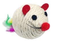 Игрушка к Мяч-мышка толстушка с перьями 6,5см 1шт/K7485/ЗР