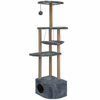Когтеточка Комплекс Башня угловая с гамаком джут 48*48*h171см дымчатый/8370дым/Дарэлл