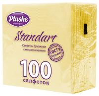 Салфетки бумажные 1 слой "Plushe Standart" 24*24см микротиснение желтый 100 листов/20шт/2540