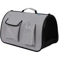 Сумка переноска ХАРД С КАРМАНАМИ M 40*25*25см СП-56 светло-серый меланж