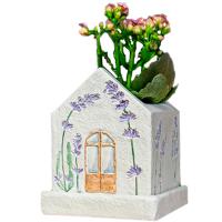 Кашпо Домик Прованс роспись VipSet 0,36л желтый G2408-02S