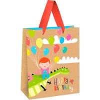 Пакет подарочный 26*32*12см "Happy Birthday. Dragon" выб. лак, крафт MESHU/Рельеф