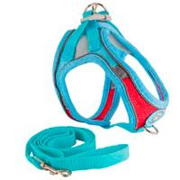 Шлейка-жилетка мягкая+поводок XS обхват груди 31-41см голубая/10200109-06/Каскад