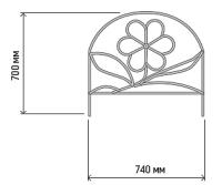 Забор металлический "Незабудка" 3,7м комп-т (5секций*70*74см)