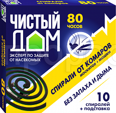 Спирали Чистый Дом защита от комаров бездымные 10шт Спирали Чистый Дом защита от комаров бездымные 10шт