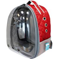 Рюкзак-переноска д/животн.с панор.видом вентил.отверст.28x33x41см иск.кожа красный/Рп033к/Евро