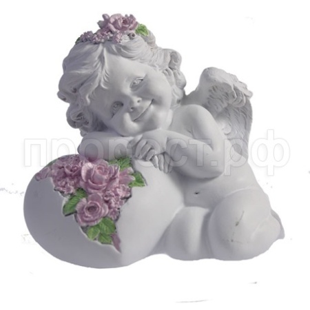 Ангел Сердце роз белый L15W9H13см  713145/A069 