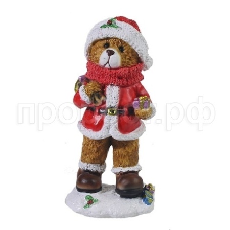 Фигура Мишка с подарком (красный) L8W6H16см 626755/W047