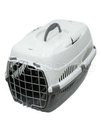 Переноска Спутник №1 ZooM с металлической дверцей до 9кг серый/белый 29*43*27,5см/3992сер/бел/Дарэлл