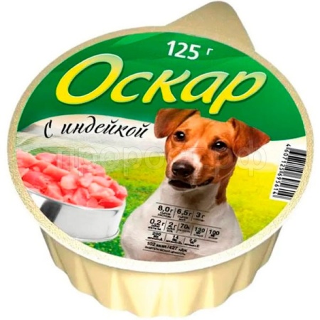 Собаки Оскар Индейка 125г 16шт ж/б /1241/ЧЗ Собаки Оскар Индейка 125г 16шт ж/б /1241/ЧЗ