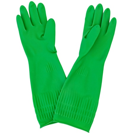 Перчатки хозяйственные латексные опудренные L удлиненный манжет зеленый 87300 /12шт/