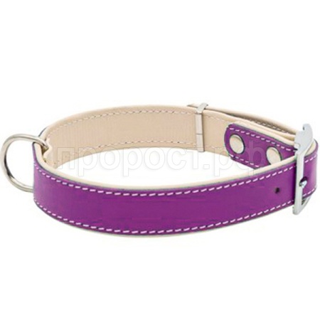 Ошейник кожа 25мм BEST двойной с подворотом 36-46см фуксия/10225450-12/Каскад