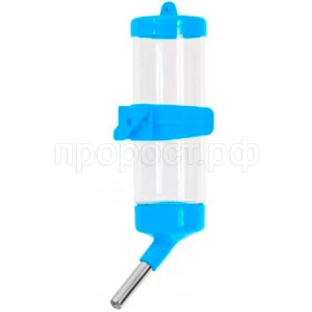 Поилка д/грызунов с металлическим носиком на креплении 250мл голубая/60шт/Дп1403/Евро