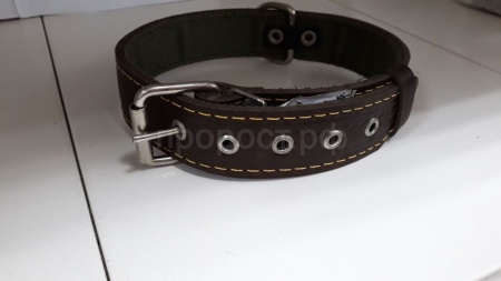 Ошейник кожа+брезент 35мм 2-х слойный Н/У 60-65см/41011 Ошейник кожа+брезент 35мм 2-х слойный Н/У 60-65см/41011