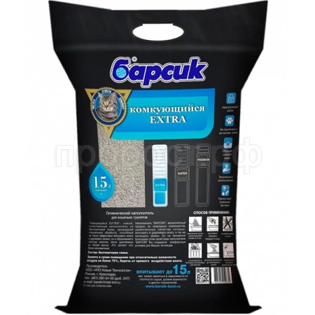 Наполнитель Барсик EXTRA комкующийся 15л/1шт/92083