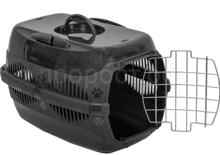 Переноска Спутник №2 ZooM с метал дверцей+наплечный ремень+мис до12кг 33*49*32см чер/чер/4094/Дарэлл