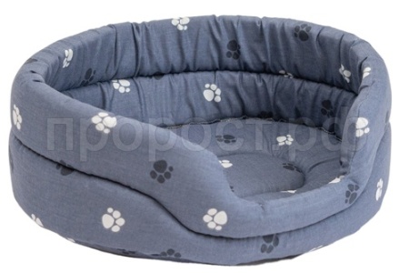 Лежанка овальнаястеганая поролоновая хлопок серая 42*33*15см/9141сер/Дарэлл