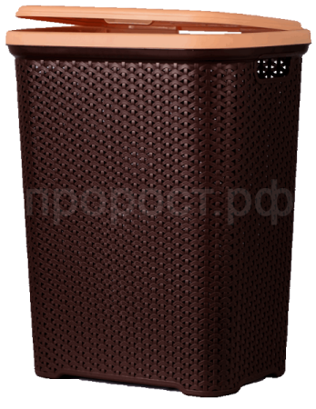 Корзина д/белья Плетенка 55л прямоуг. с крышкой шоколадный 16019 /5шт/Арз