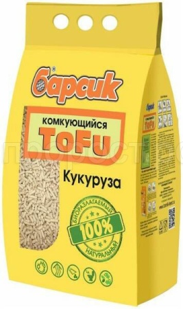 Наполнитель Барсик Тофу кукурузный комкующийся 4,54л/3шт/92086