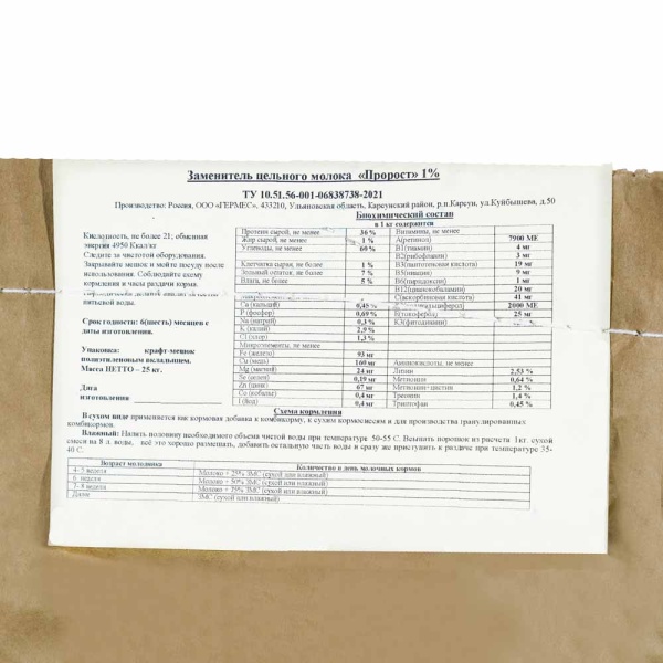 ЗЦМ ПРОРОСТ 1% 25кг ЗЦМ ПРОРОСТ 1% 25кг