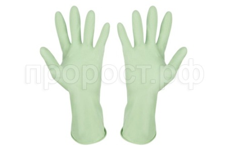 Перчатки латекс с хлопковым напылением зеленые L /101280/20шт/Рыжий Кот