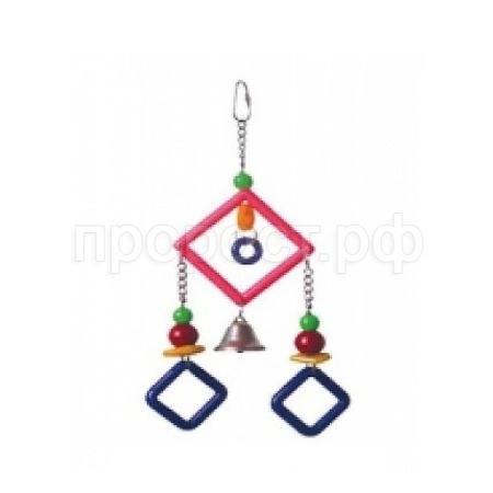 Жердочка для птиц с зеркалом и бусинами  Жердочка для птиц с зеркалом и бусинами