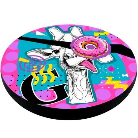 Лежанка матрас круглый M 47*47*6см ЛД-122 Жираф с бубликом