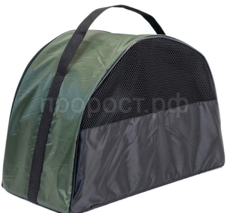 Сумка переноска ЧИП Полукруглая №3 нейлон с сетчатым окном 46*24*32см зеленая/9048зел