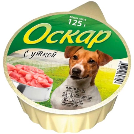 Собаки Оскар Утка 125г 16шт ж/б /1208/ЧЗ Собаки Оскар Утка 125г 16шт ж/б /1208/ЧЗ