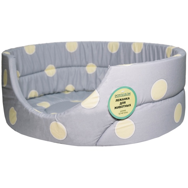 Лежанка овальная стеганая поролоновая хлопок Горох МИКС 52*46*20см/DONBARON