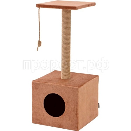 Когтеточка КУБ столбик с площадкой джут 35х35х85см 7 КД-13 коричневый