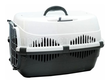 Переноска Спутник №2 ZooM с метал дверцей+наплечный ремень+мис до12кг 33*49*32см сер-бел/4094/Дарэлл