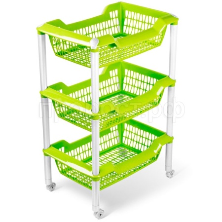 Этажерка универсальная Джета 3 корзины оливковый на колесиках С735 /4шт/Мартика