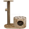 Когтеточка домик с полкой на основании круглая мех джут беж с игрушкой 37*68*80см/DONBARON