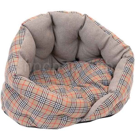 Лежанка Sleep-Шотландка №1 овальная пухлая с подушкой 48*40*34см/94573беж/Дарэлл
