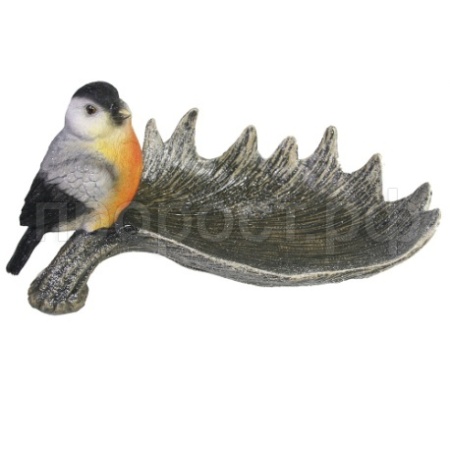 Подставка декор. Лосиный рог со снегирем L28W15H14 см 713492/D059  Подставка декор. Лосиный рог со снегирем L28W15H14 см 713492/D059