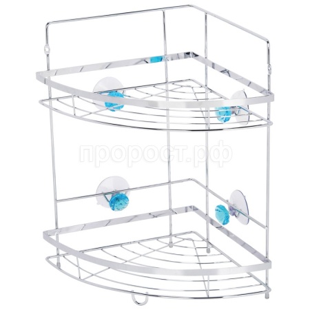 Полка д/ванной угловая Бриллиант 2-х ярусн. на присосках 24,5*24,5*38см хром 310795/6шт/Рыжий Кот